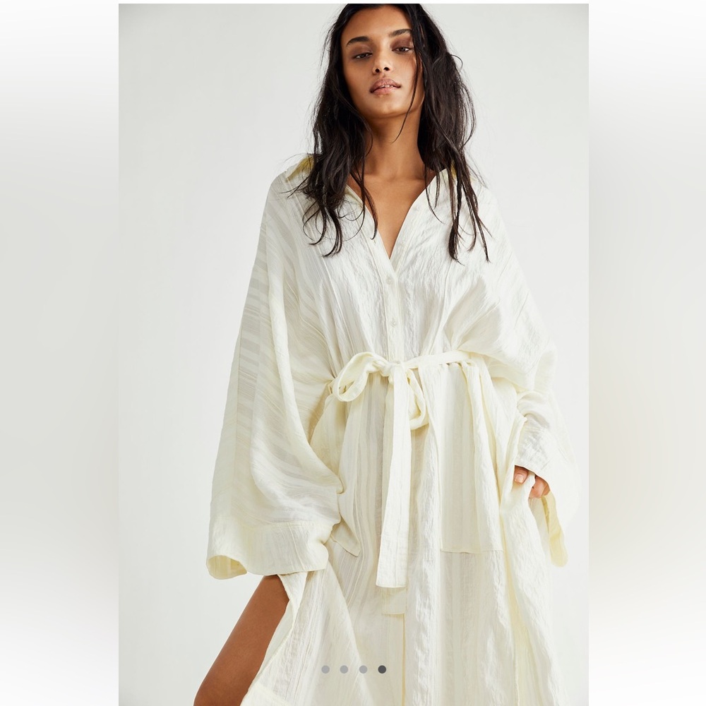 Free People Jess Dress maxi button down cream sz Large
